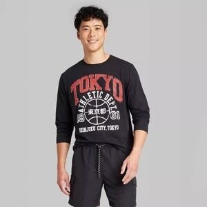 Mens Black Regular Fit Crewneck Long Sleeve T-Shirt - Original Use Size XL